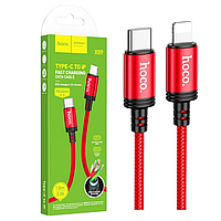 Кабель Type-C-Lightning Hoco X89 (20W/1м/тканина) червоний, кабель для зарядки iPhone Type-C