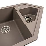 Гранітна мийка для кухні Platinum 9950 PANDORA матова Дюна, фото 3
