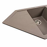 Гранітна мийка для кухні Platinum 9950 PANDORA матова Дюна, фото 4