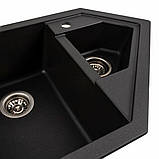 Гранітна мийка для кухні Platinum 9950 PANDORA матовий Моріон, фото 3