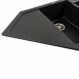 Гранітна мийка для кухні Platinum 9950 PANDORA матовий Моріон, фото 4