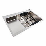 Кухонна мийка 78*50С R  нержавійка Platinum Handmade (поглиблена полиця, 3.0/1.0 мм). Мийка для кухні,, фото 8
