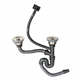 Сифон подвійний Handmade SA006 Platinum  (круглий сифон, стандартний перелив)