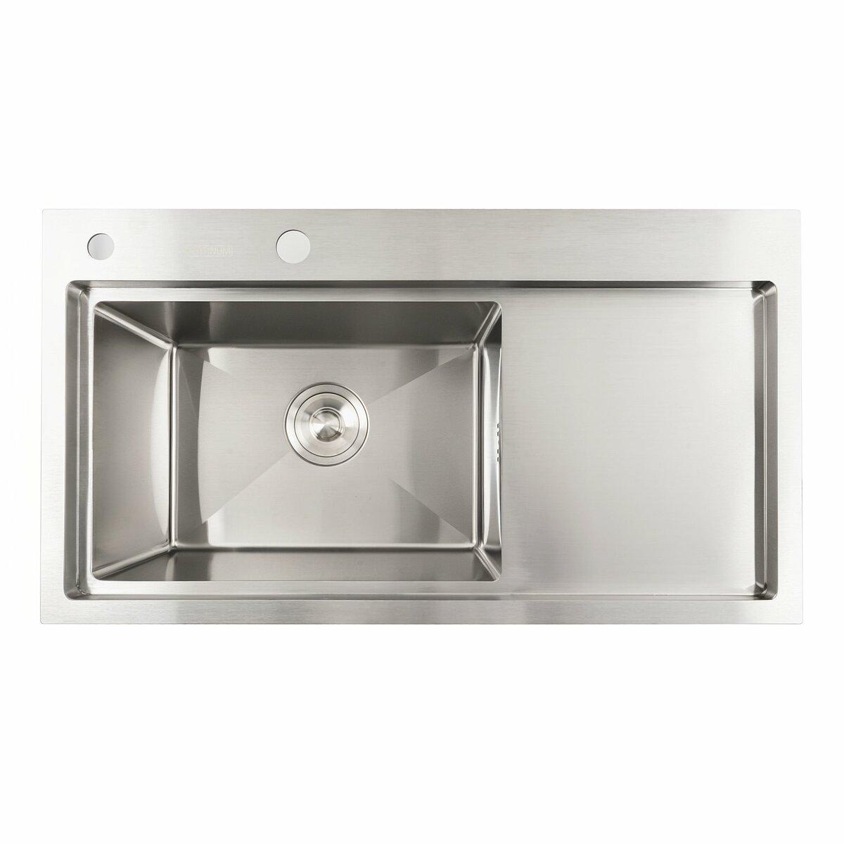 Кухонна мийка нержавійка 78*43 L Platinum Handmade (два отвори, круглий сифон 3,0/0,8). Мийки на кухню