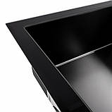 Кухонна мийка скляна CM 78*50 PVD Platinum Handmade чорна. Чорна мийка для кухні, фото 4