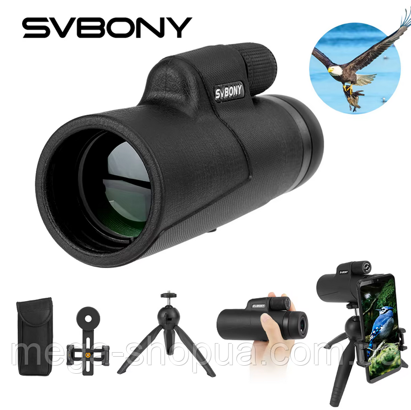 Потужний монокуляр 10X42 + Тримач для телефона + Штатив тринога. Об'єктив телескоп для телефона VF42D