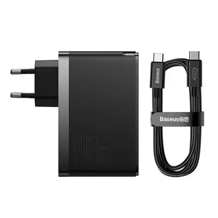 МЗП Baseus GaN5 Pro 140W Fast Charger USB-A/2USB-C USB-C (CCGP100201) black, фото 1