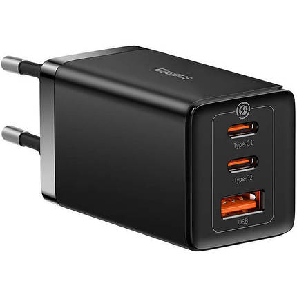 МЗП Baseus GaN5 Pro 65W USB-A/2USB-C cable Type-C to Type-C (CCGP120201) 1m black, фото 1