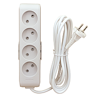 Мережевий подовжувач Panasonic X-tendia 220 V 16 A, 4 розетки, 3 м, переріз 2x1.5 мм, білий