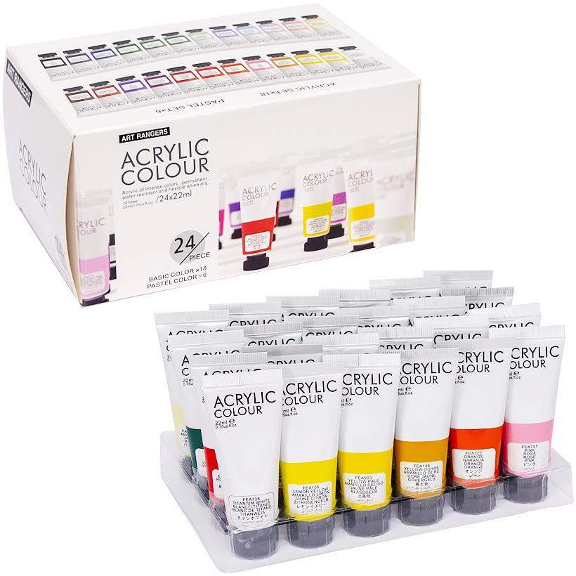 Художні акрилові фарби Art Rangers Acrylic набір 24 кольори по 22 ml.