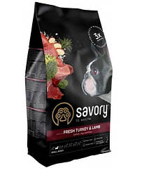 Корм сухий для собак малих порід SAVORY зі свіжим ягням та індичкою 8кг