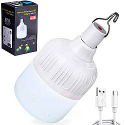 Акумуляторна лампа 60W з гачком, з USB / Підвісний ліхтар аварійний / Світлодіодна лампа на акумуляторі