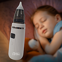Дитячий акумуляторний аспіратор BABY NOSE 2в1 з LED-дисплеєм та регулятором потужності BA-001-White