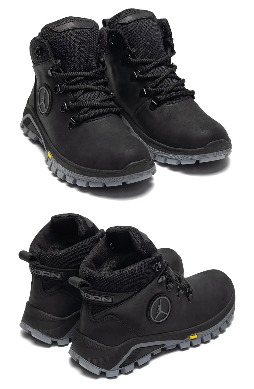 Підліткові зимові черевики Winter Black jordan, Чоботи зимові чорні для хлопчика, підліткове зимове взуття, фото 1