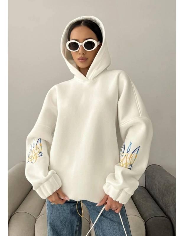 Патріотична жіноча толстовка з тринитки на флісі з тризубом (багато різних кольорів), фото 1