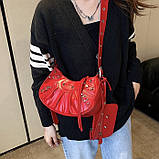 Жіноча сумка 603 1H-10622 багет крос-боді червона, фото 4