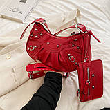 Жіноча сумка 603 1H-10622 багет крос-боді червона, фото 2