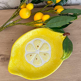 Тарілка керамічна яскраво-жовта Lemon, 26*17*3.5см
