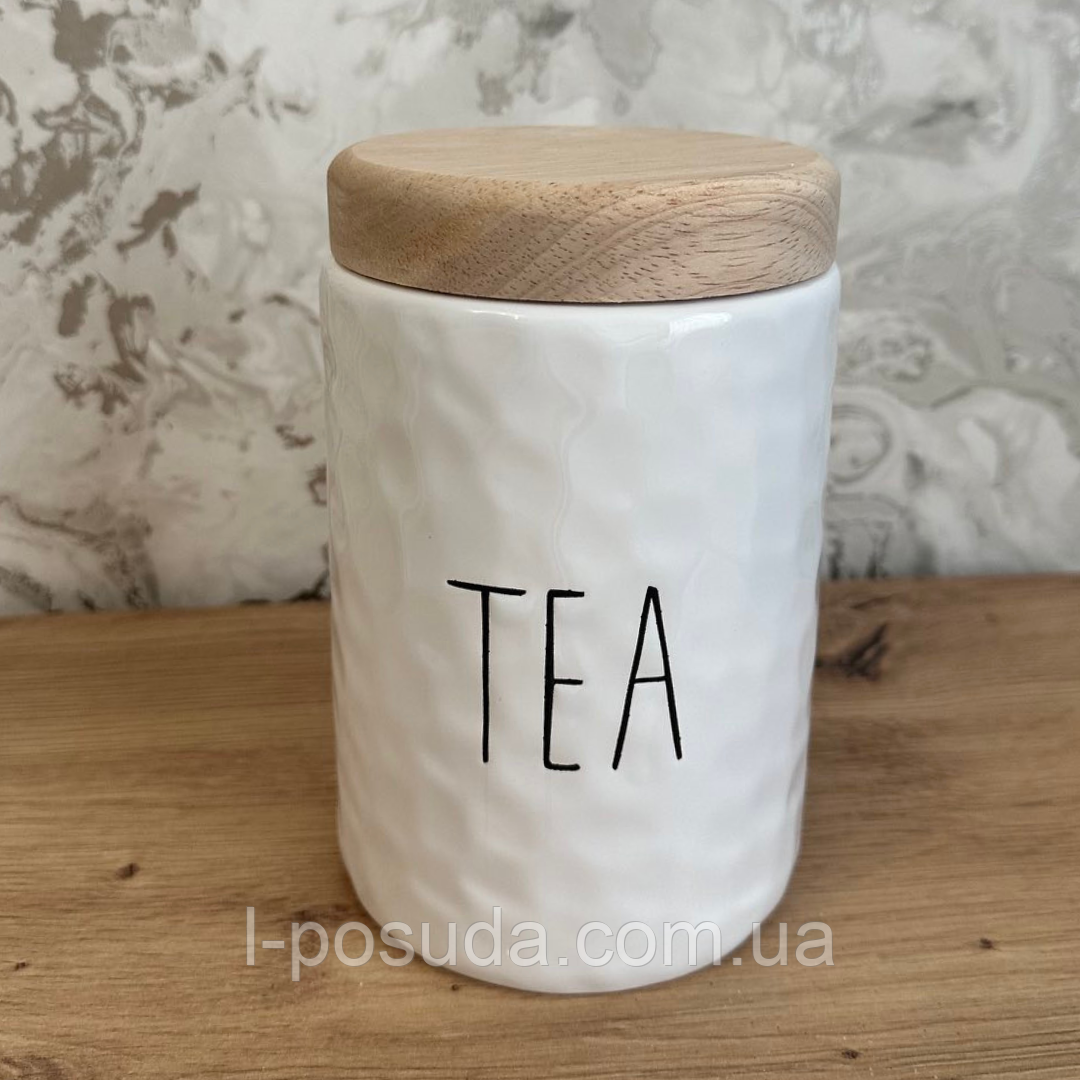 Банка для чаю керамічна 1200 мл Bianco, фото 1