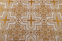 Шовкова церковна тканина  Кустодія велика біла шовк з золотом