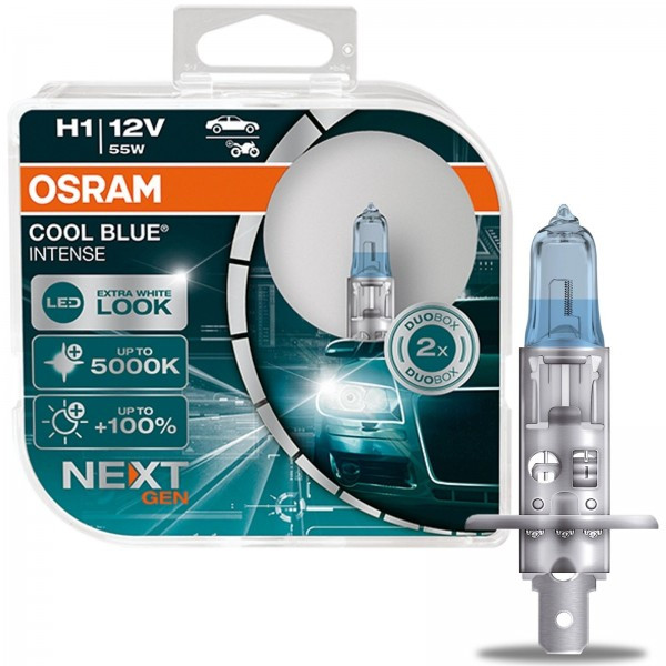 Комплект галогенових ламп Osram H1 12V 55W P14.5s Cool Blue Intense Next Gen +100% 2шт/комп (64150CBN-HCB)