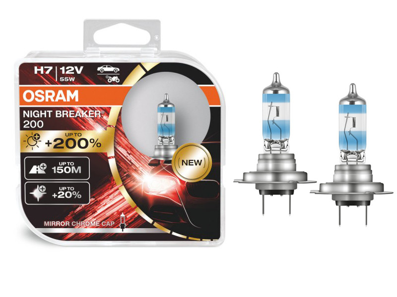 Комплект галогенових ламп Osram 64210NB200-HCB H7 Night Breaker +200% 55W 12V PX26d HardDuopet