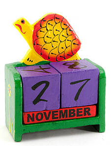 Календар настільний з кубиками "Черепаха" дерево 15х10х5см (29907)
