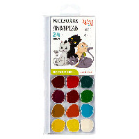 Набір акварельних фарб Cats, 24 кол., б/пензлика, ROSA Kids, 301206