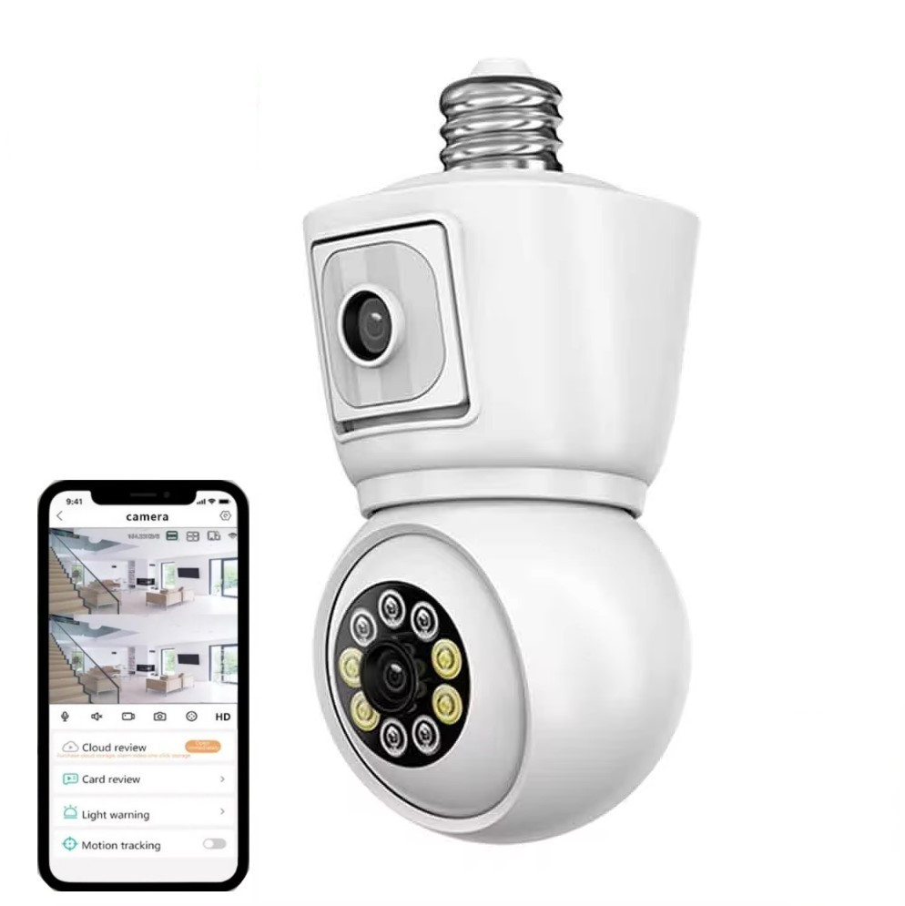 Камера лампа Besder R30A 8MP dual IP Wi-Fi під цоколь E27 з нічним баченням і датчиком руху. iCSee, фото 1