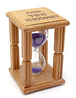 Годинник пісочний сувенірний у бамбуку "Time is Money" 3 хв 9,5х6,5х6,5см (29766)