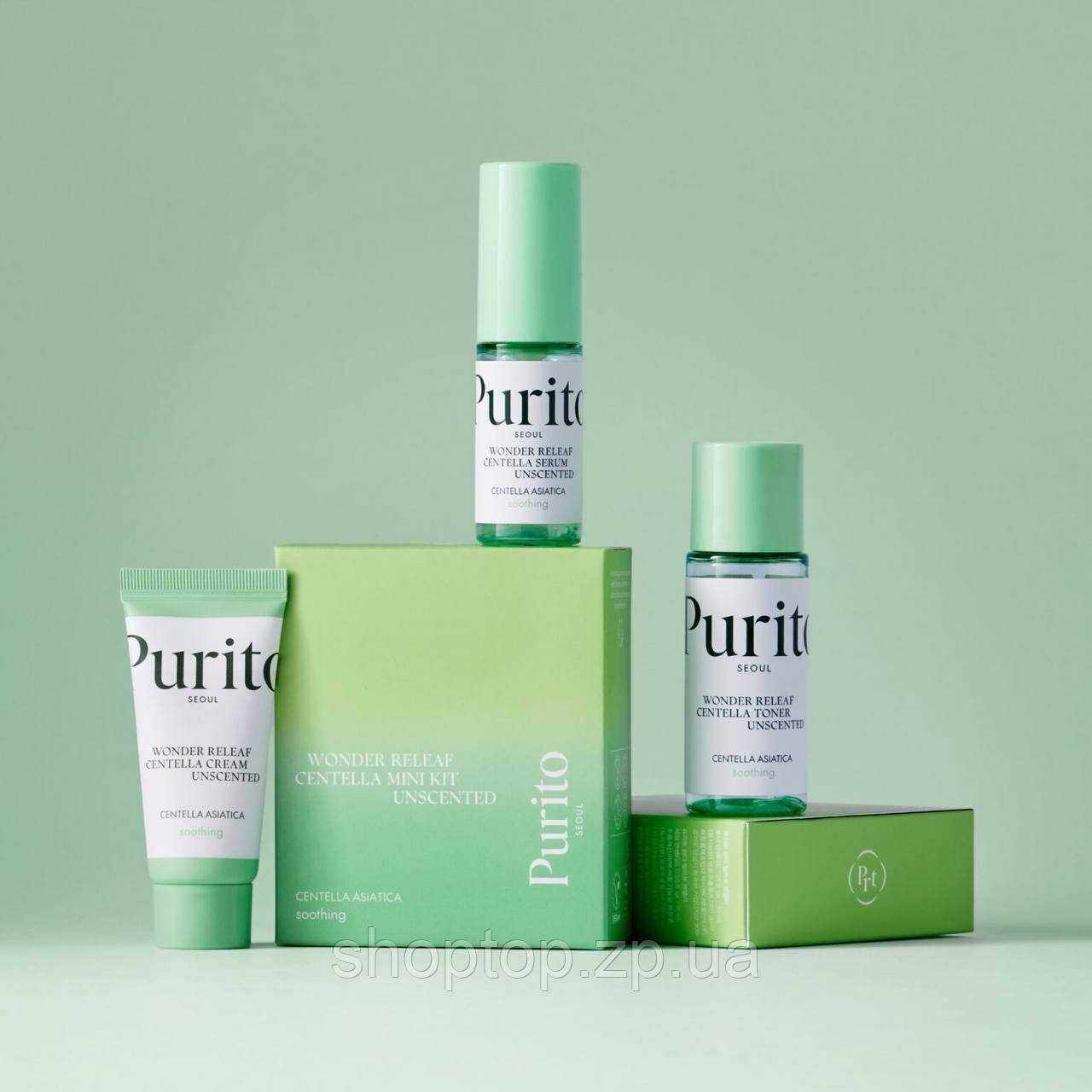 Набір засобів з центеллою без ефірних масел Purito Seoul Wonder Releaf Centella Mini Kit Unscented