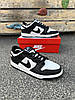Чоловічі кросівки Nike SB Dunk Low White Black Найк СБ Данк чорно-білі шкіряні весна осінь, фото 4