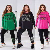 Жіночий спортивний костюм двонитка 52-54,56-58 60-62,64-66,68-70 малина, зелений, чорний