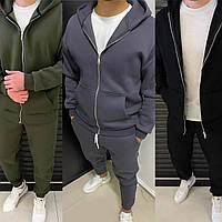 Чоловічий спортивний костюм на флісі 42-46, 48-50,52-54 чорний,хакі,ізумруд графіт