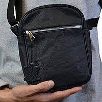 Чоловічий Месенджер Шкіряний Чорний — Натуральна Шкіра, Якісна Сумка Через Плече