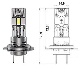 Світлодіодні LED лед лампи QLINE SA цоколь H7 52Вт біле світло 6000К, з кулером, яскраві та мініатюрні, фото 3