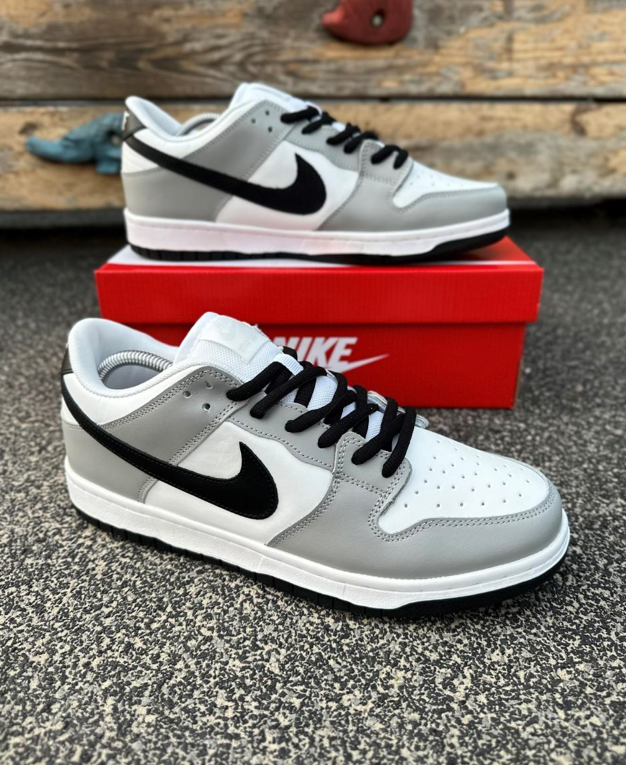 Чоловічі кросівки Nike SB Dunk Low gray white Найк СБ Данк сірі з білим шкіряні низькі повсякденні демісезон весна осінь