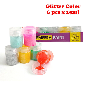 Фарби темперні художні на водній основі «Glitter color» набір 6 кольорів по 15 мл