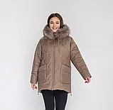 Чорний короткий пуховик з натуральним хутром Li-175 у розмірах 52-62, фото 3