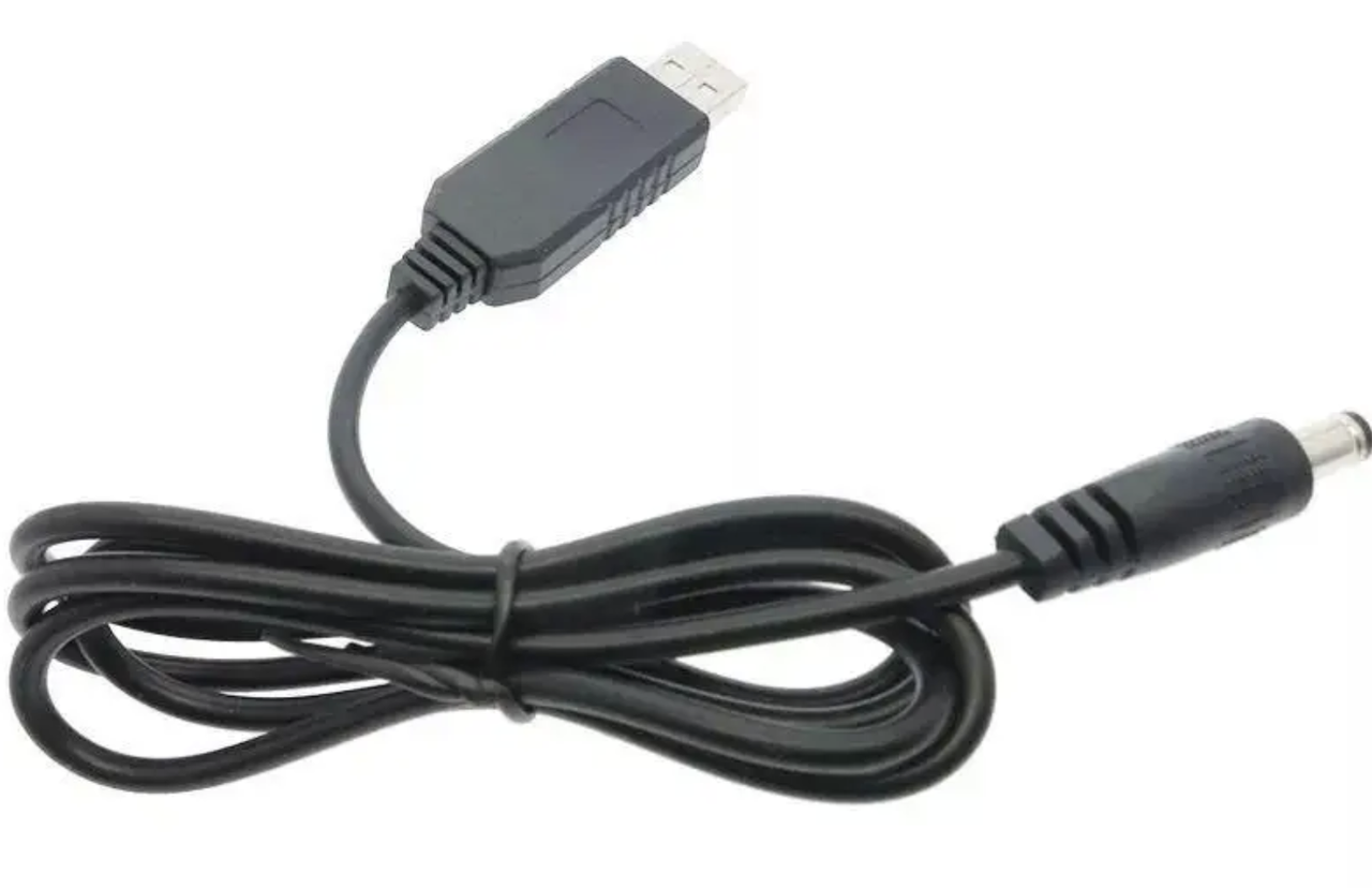 Підвищувальний перетворювач 9 - 12В, 1А, 5.5*2.1мм, USB-кабель для живлення роутера, відеокамер від Power Bank