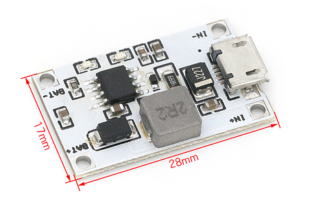 Плата швидкої зарядки 2S літієвої батареї, 4.6-5.5В, 2А - Micro-USB, фото 2
