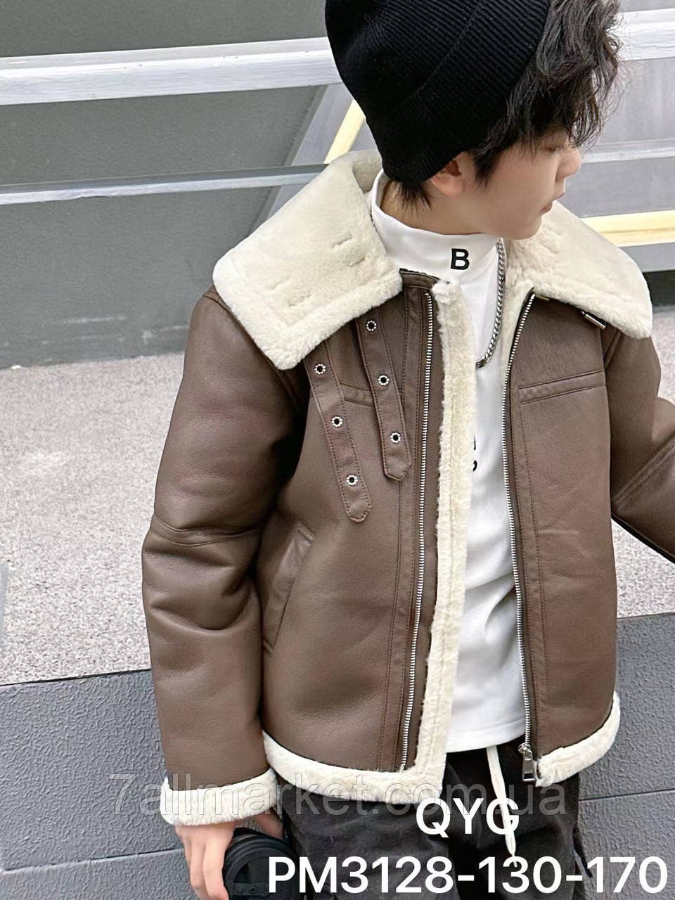 Дублянка підліткова екошкіра на хутрі на хлопчика 130-170 см "AMD" недорого від прямого постачальника