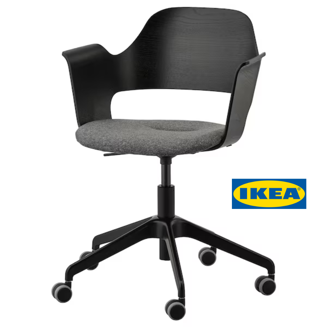 Офісний стілець на колесах IKEA FJÄLLBERGET Чорно-сірий 203.964.20