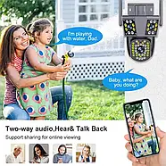 Вулична WiFi камера відеоспостереження з 3 об'єктивами PTZ Camera Black Портативна камера відеоспостереження 9Мп, фото 6