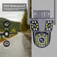 Вулична WiFi камера відеоспостереження з 3 об'єктивами PTZ Camera Black Портативна камера відеоспостереження 9Мп, фото 5