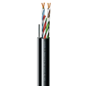ЗЗЦМ Cat. 5e U/UTP  РЕ steel cord 4x2x24 AWG (k) трос (70910181) бухт Кабель кручена пара ЗЗКМ (UTP мідь вуличний з тросом)