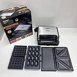 Сендвічниця 4 в 1 Zepline ZP-801 бутербродниця гриль вафельниця Чорний 2200 Вт, фото 4