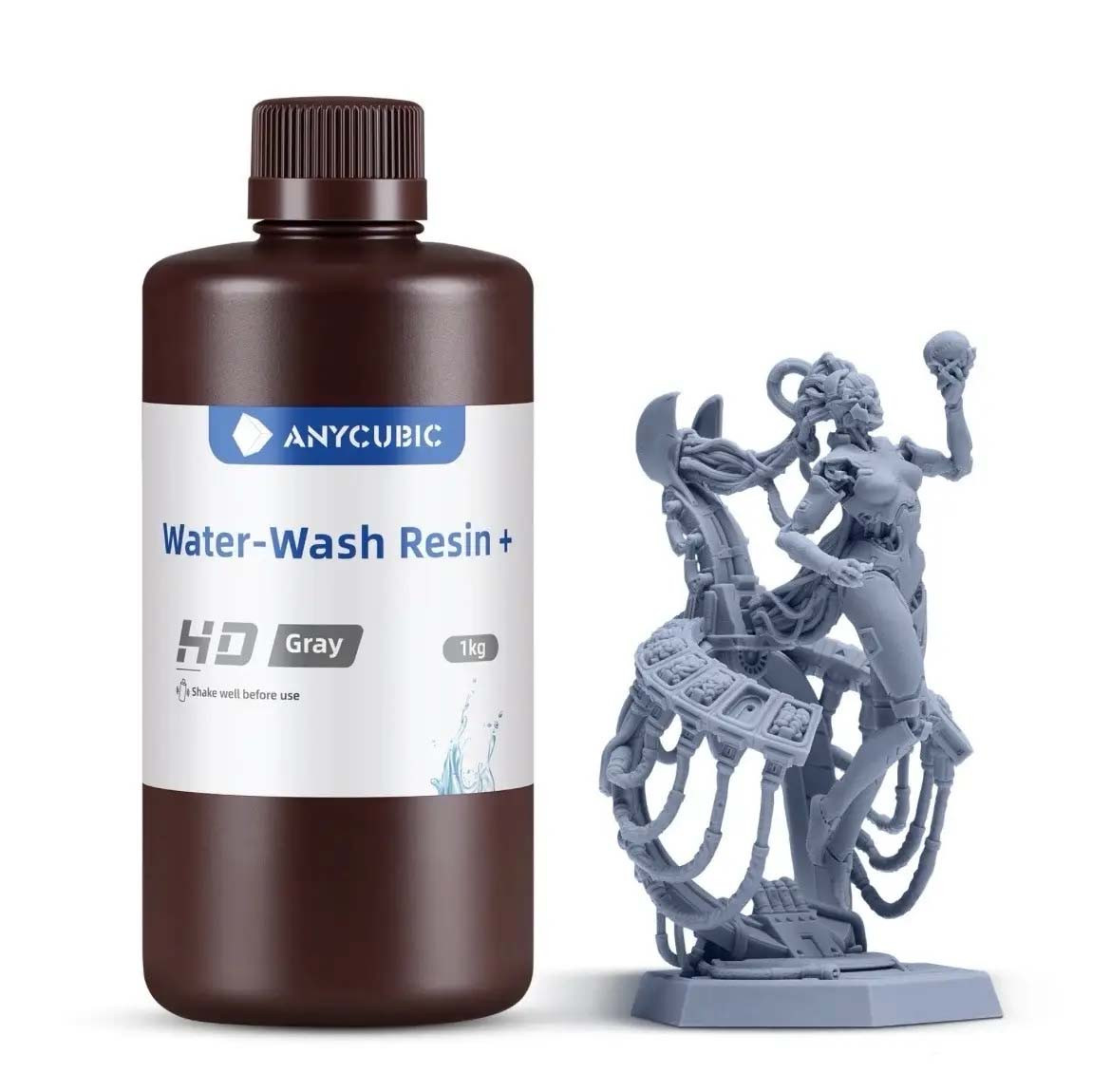 Водорозчинна смола Anycubic Water-Wash Resin+ HD Gray, 1 кг, сіра