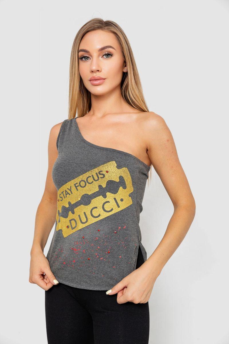 Майка жіноча зі стразами, колір темно-сірий, 247R029, фото 1