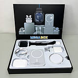 Набір 6 в 1 Розумний смарт-годинник + бездротові навушники + повербанк + заряджання Megabox Чорний, фото 7